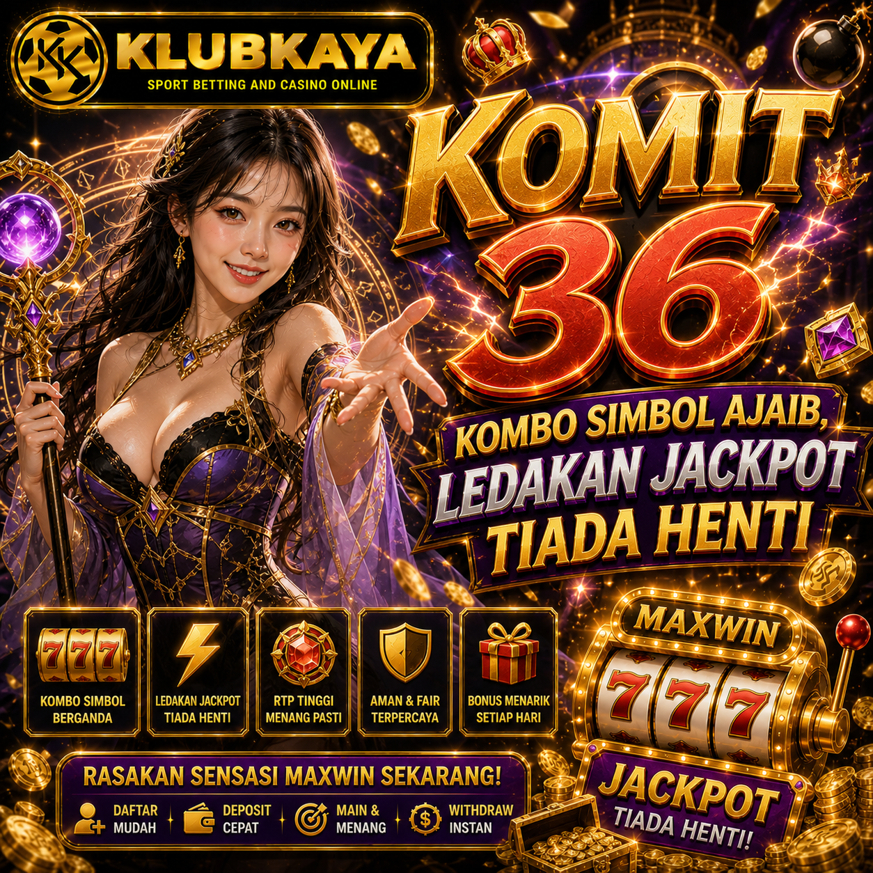 KOMIT36 须 Kombo Simbol Ajaib, Ledakan Jackpot Tiada Henti